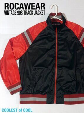 Rocawear track Jacket Men Size 3XL Vintage 90s Y2K streetwear full zip red black